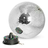 Ibiza Light Disco Light Set avec boule à facettes de 30 cm + moteur à batterie avec LED RGBW rétro fête des années 50